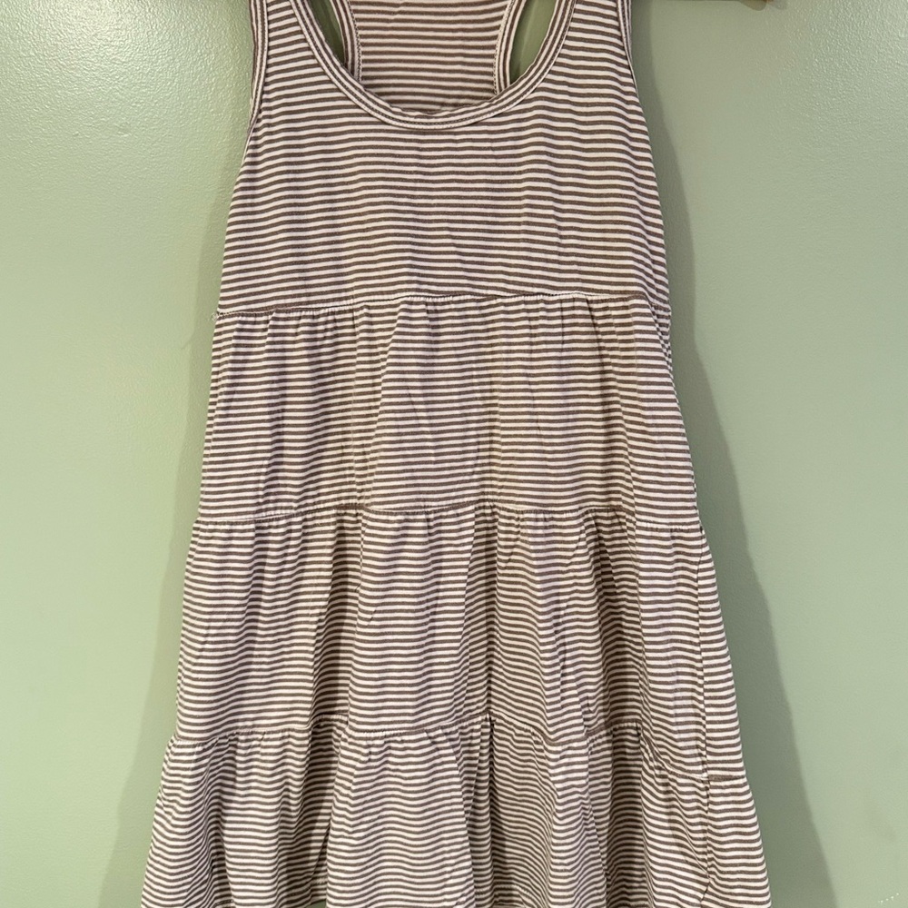 Vintage Y2K Forever 21 Tiered Tank Dress Brown White L Classic Preppy Old Money